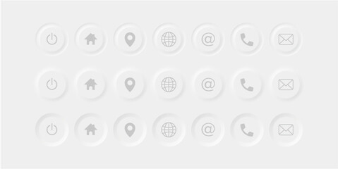 ニューモーフィズムアイコンセットWEBモバイル(グレー)