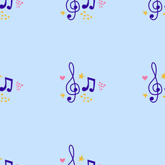Abstract music notes seamless pattern background. musical illustration melody decoration