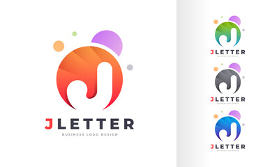 Gradient Initial Letter J Round Circle Colorful Bubble Editable Logo Design