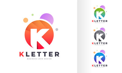 Gradient Initial Letter K Round Circle Colorful Bubble Editable Logo Design