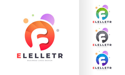 Gradient Initial Letter F Round Circle Colorful Bubble Editable Logo Design