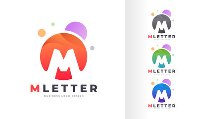 Gradient Initial Letter M Round Circle Colorful Bubble Editable Logo Design