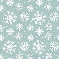 Winter snowflakes seamless pattern. Christmas vector background. Easy to edit template for wallpaper, wrapping paper, fabric, etc