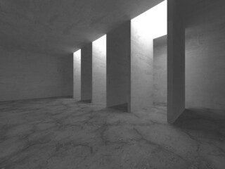 Dark Concrete Wall Architecture. Empty Room