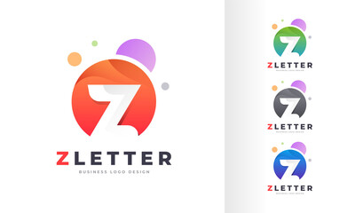 Gradient Initial Letter Z Round Circle Colorful Bubble Editable Logo Design
