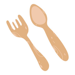 Wooden spoon, fork, Zero waste lifestyle, natural material
