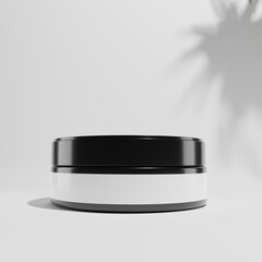 black jar with blank label a front view 3d render
