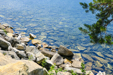 Beautiful rocky lake shore