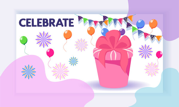 Concept of landing page with birthday celebrations theme