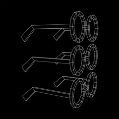 Nerd Round Retro Glasses. Wireframe low poly mesh vector illustration.