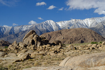 The large Granite Outcrops, rocks and spires in a stone desert surrounded by the Sierra Mountains of Eastern California