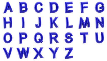 Collection of blue capital letters. 3d Illustration.