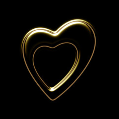 Heart shape on black background. 3d illustration.