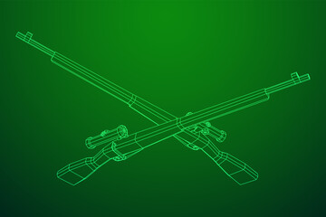 Sniper bolt-action rifle mosin nagant. Wireframe low poly mesh vector illustration.