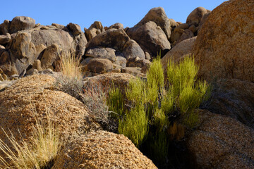The large Granite Outcrops, rocks and spires in a stone desert surrounded by the Sierra Mountains of Eastern California