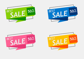 Best sale stickers, discounts. Set four