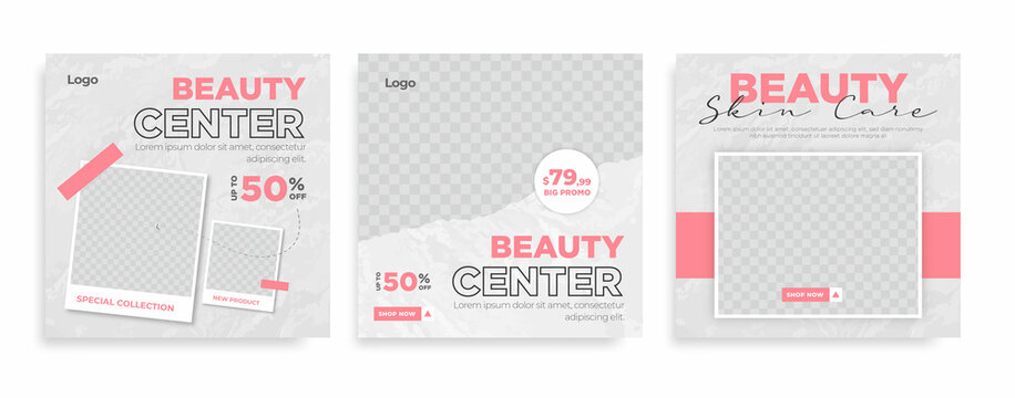 Beauty Center Makeup Social Media Post Banner Square Flyer Template Design