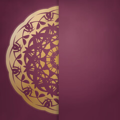 Congratulatory Brochure burgundy with abstract gold pattern for your brand.