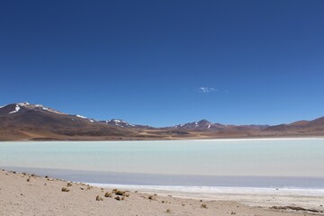 Fototapeta na wymiar Tuyajto Lagoon, salt lake located in the Antofagasta Region, northern Chile, South America.