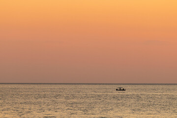 Seascape at sunset. Soft pastel colors.