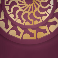 Congratulatory Brochure in burgundy color with Indian gold ornaments prepared for typography.