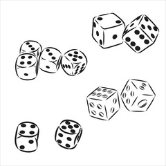 sketch of the two dices on white background, isolated