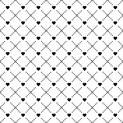 Vector seamless heart pattern EPS. Modern stylish texture SVG. Geometric striped ornament. Monochrome linear braids. Black and White love Pattern