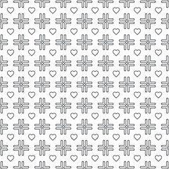 Vector seamless heart pattern EPS. Modern stylish texture SVG. Geometric striped ornament. Monochrome linear braids. Black and White love Pattern