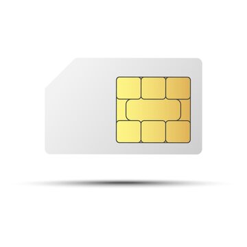 Sim card vector mobile phone icon chip. Simcard