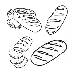 bakery products. set of vector sketches bakery products vector