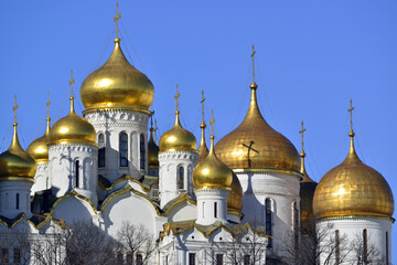 Golden domes of the Moscow Kremlin cathedrals