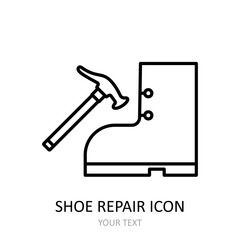Vector illustration with shoe repair icon.  Outline drawing.