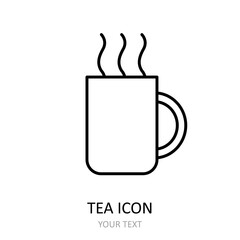 Vector illustartion with tea icon. Outline drawing.