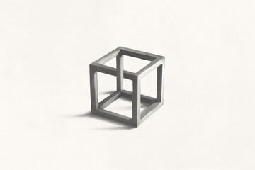 illustration of minimal black enigmatic cube, surreal abstract concept