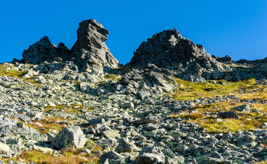 Wolowe Rogi (Volie rohy) - Rocky formations on the Main Ridge of the Tatra Mountains. - obrazy, fototapety, plakaty
