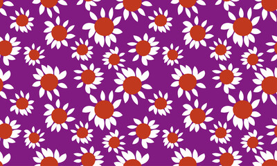 Simple abstract Wildflowers on a purple background. Cute simple vector seamless pattern. Minimal vintage Background for textiles, wrapping paper, prints, covers... Abstract hand-drawn flowers