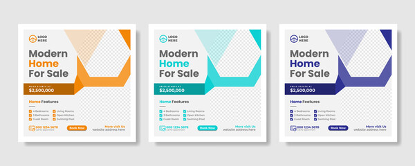 Real estate business social media post and square flyer template