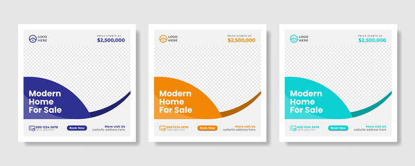 Real estate business social media post and square flyer template