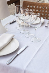 Table setting at restaurant ready to serve