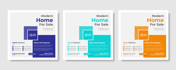 Real estate business social media post and square flyer template