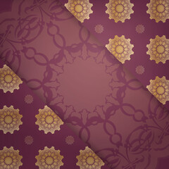 Greeting Leaflet burgundy with Greek gold ornaments for your brand.