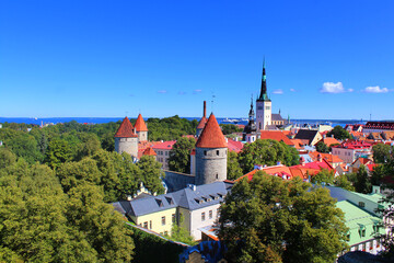 View of the old town of Tallinn (Europe) from the observation deck	