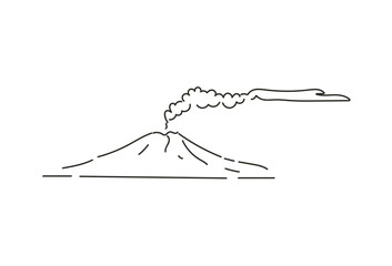  volcano smokes, simple outline drawing  vector illustration   