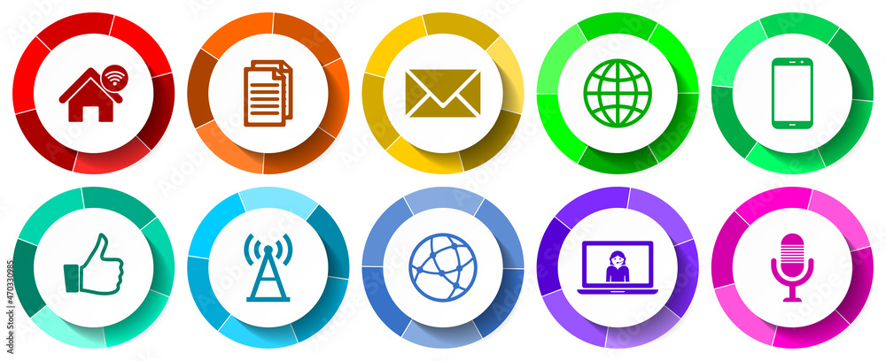 Leinwandbilder Set of web and internet vector icons, flat design illustration for webdesign and mobile applications