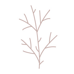 Simple plant decoration in doodle style. Simple decor for a festive Christmas and New Years. Vector illustration isolated on white background.
