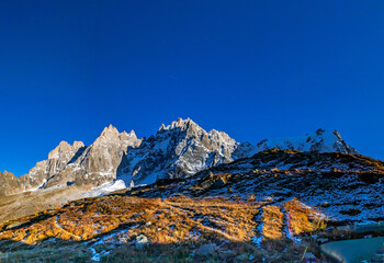A mountain in the Mont Blanc massif in the Alps, the Aiguille de Midi. Elevation of around 3842...