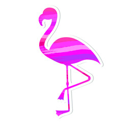 Pink Silhouette of a flamingo  on white background.Vector illustration. Sticker. Perfect for apparel, fabric, textile, wrapping paper,decoration, card, scrapbooking. 