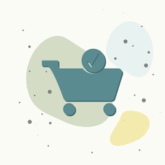 Vector icon check cart on multicolored background.