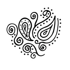 Hand drawn curly pattern. White background. Doodle vector illustration.