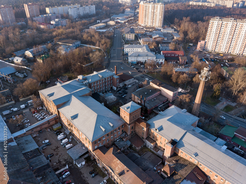 Wall mural Aerial view of the old cotton factory. Balashikha, Moscow region, Russia.